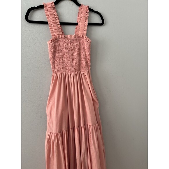 Abercrombie & Fitch Smocked Bodice Easy Maxi Dress Pink Size XS Boho Milkmaid - Picture 3 of 13